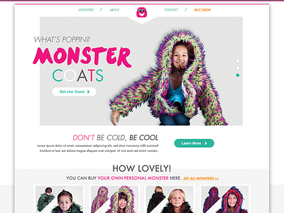 Monster Coats Home Page clean home kids layout minimal page simple ui ux website