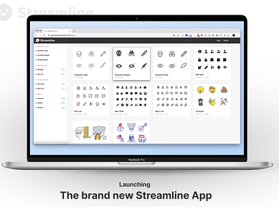 The brand new Streamline App app design developer icon react streamline ui vector web web app