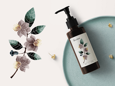 Tea Tree botanic botanical art botanical illustration branding cosmetic mockup cosmetic packaging cosmetics design digital digital art digital illustration floral flower illustration nature nature illustration packaging packaging design