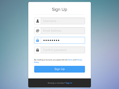 Sign Up account email password pop up register sign up user window