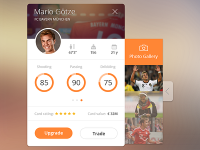 Player card card player profile skills sports user interface web web app widget