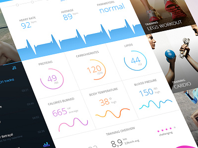 Fitness App app chart clean fitness flat health player profile statistics ui ux web