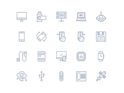 Tech Icons app cloud device flat gestures icon set icons iphone mac server tech technology