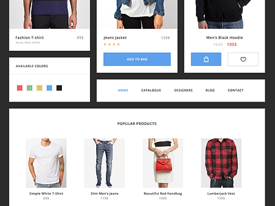 E-commerce UI Kit [freebie] app clean e commerce flat freebie kit product shop ui web widget