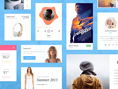 Epic UI Kit app article ecommerce flat freebie kit media profiles psd statistics ui widget