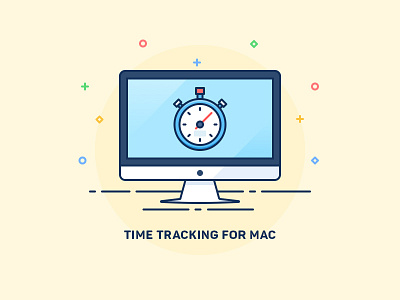 Time Tracking blog device flat icon illustration mac outline stopwatch time tracking