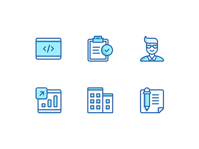 Job category icons agency customer support design developers flat freelance icon outline sales set writer