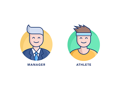 User types #1 athlete business flat icons illustration manager outline project sports user