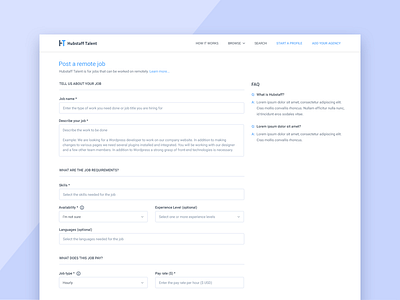 New job form agency app clean description freelancer job material design skills ui ux