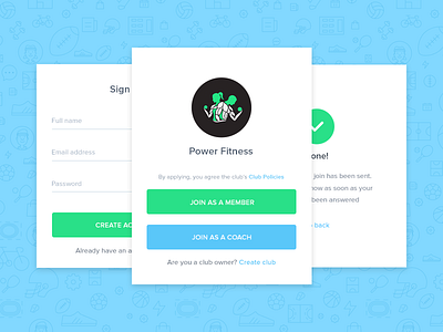Sign up flow app clean coach flow mobile request sign up sports user web