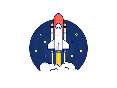Shuttle launch cosmos explore flat icon illustration launch rocket shuttle space stars