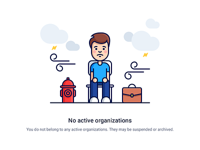 No organizations briefcase character clouds employee flat hydrant icons illustration organization outline storm weather