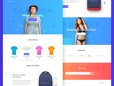 E-shop landing page app ecommerce fashion footer header hero icons landing page store ui ux