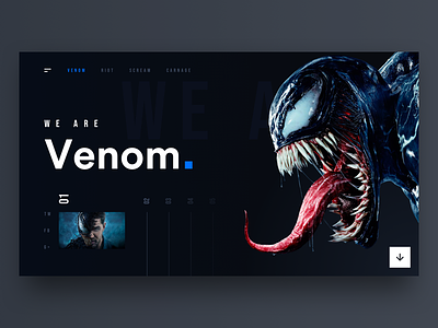 Venom app concept design dark app dashboard design flat header landing movie navigation profile typography ui ux venom web design