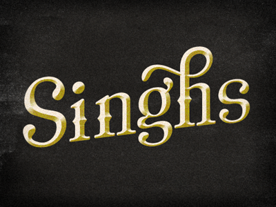 Singhs bevel chisel custom gold letterforms type