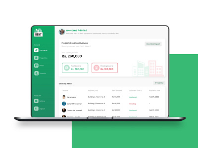 Rental App - admin dashboard