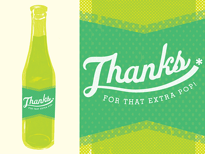 Thank You Card bottle card halftone hand drawn pop soda texture thank you thanks vintage