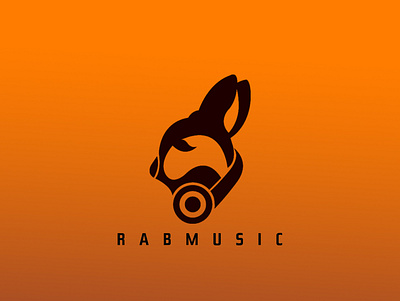 Rabmusic logo branding design headphones identity illustration illustrator lettering logo minimal musiclogo rabbitlogo typography vector