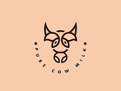 Pure Cow Milk Logo branding cow cowmilk creative design graphic graphicdesign illustration lettering logo logodesigner milk milkproduct milkshake minimal vector