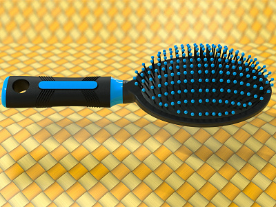 Hairbrush 3D rendering.