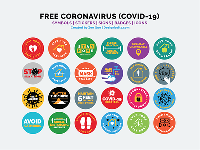 Free Coronavirus / Covid-19 Stickers, Symbols, Badges & Icons coronavirus coronavirus badges coronavirus icons coronavirus stickers coronavirus symbols covid-19 covid19 free vector freebie