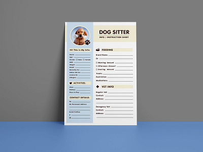 Free Dog Sitter Instruction / Information Sheet Design Template dog dog flyer dog information sheet dog instruction sheet dog sitter flyer flyer design flyer template free flyer