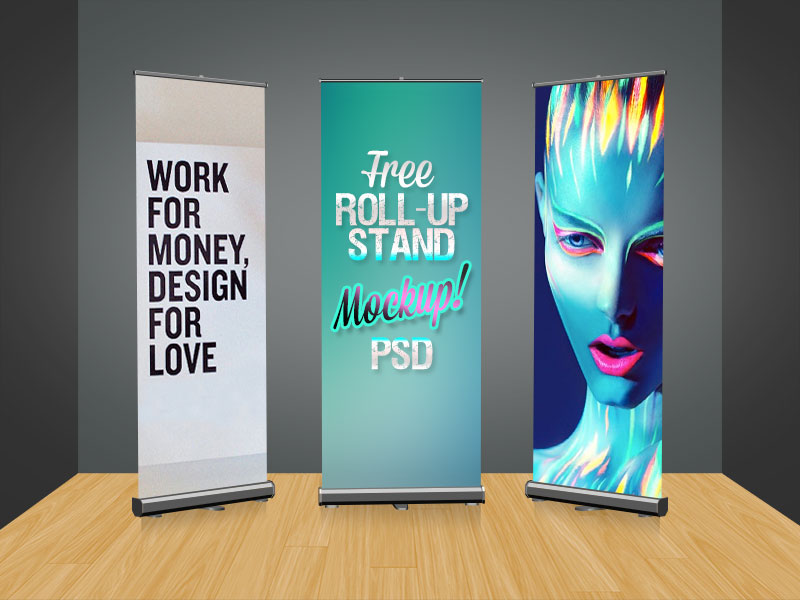 Free Roll Up Banner Stand Mockup Psd by Zee Que 