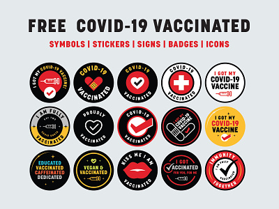 Free COVID-19 Vaccinated Badge Stickers To Print & Sell coronavirus coronavirus badges covid download free free design free vector icons