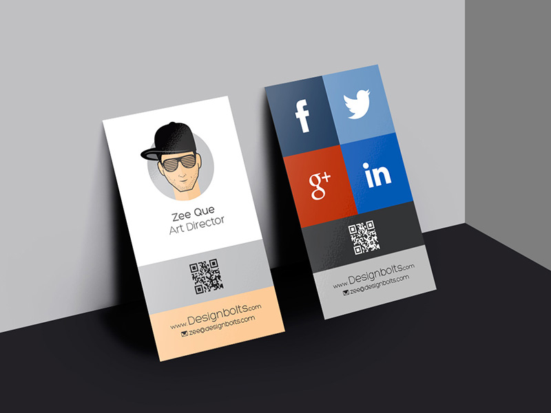Download Free Vertical Business Card Design & Mockup Psd by Zee Que ...
