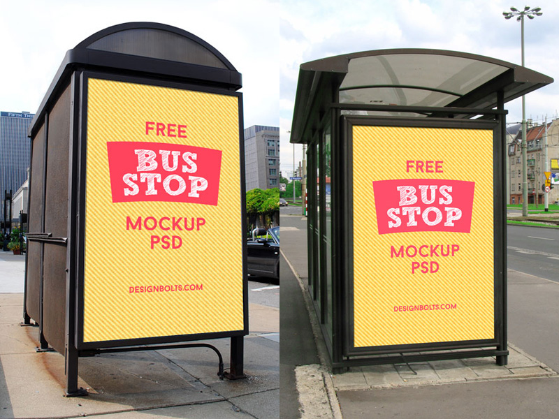 Download Free HQ Outdoor Advertising Bus Shelter Mock Up PSD by Zee Que | Designbolts on Dribbble