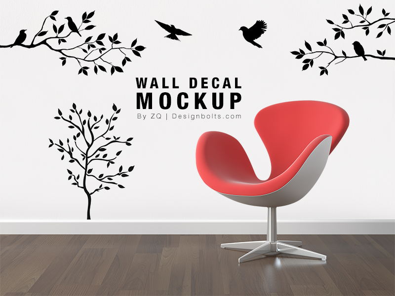 Download Free Wall Decal / Sticker Mockup Psd File by Zee Que | Designbolts on Dribbble