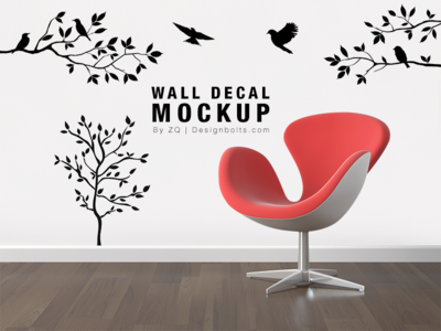 Free Wall Decal / Sticker Mockup Psd File