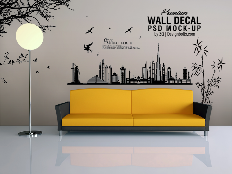 Download Free Vinyl Wall Art Decal Sticker Mockup Psd File by Zee Que | Designbolts on Dribbble