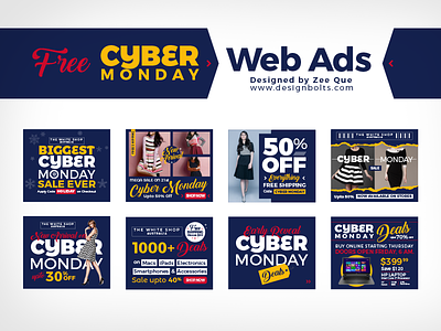 Free Cyber Monday Sales- Deals Web Ads In Vector Ai