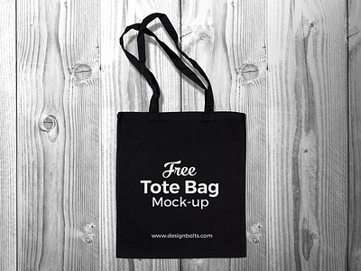 Free Black Cotton Tote Shopping Bag Mock-Up PSD
