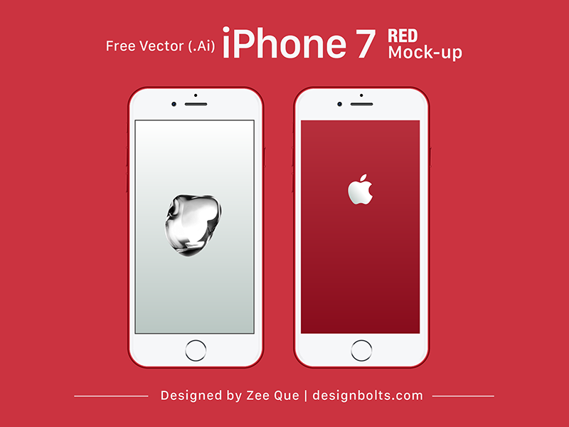 Free Vector Apple Iphone 7 Red Mock Up In Ai Eps By Zee Que Designbolts On Dribbble