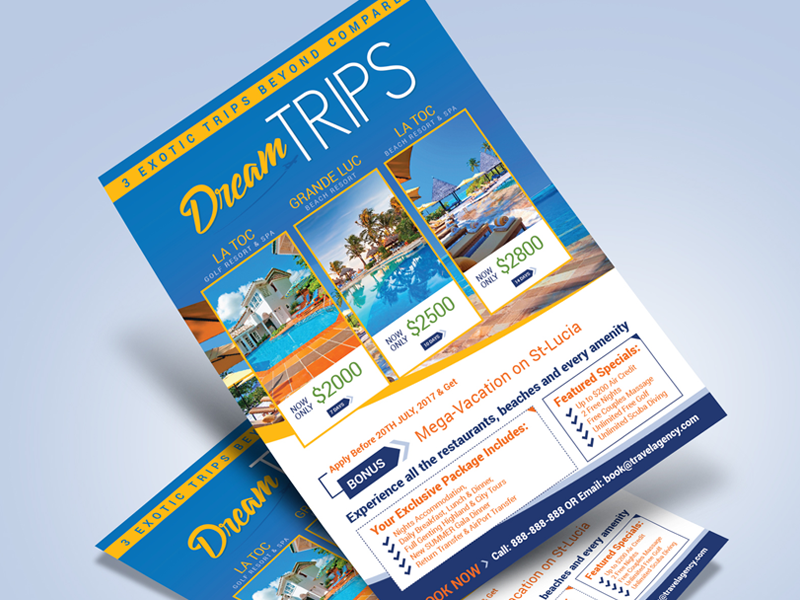 Free Travel Agency Vacation Flyer Design Template by Zee 