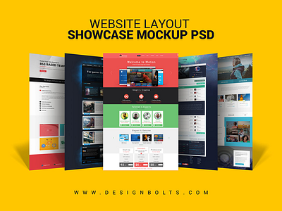 Download Free Website Layout Design Showcase Mockup Psd File By Zee Que Designbolts On Dribbble