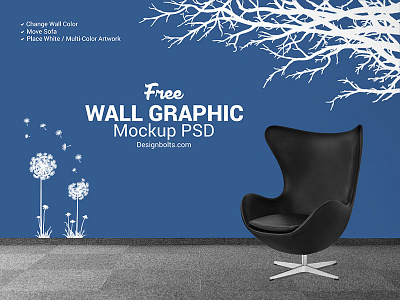Free Wall Decal Sticker Mockup PSD