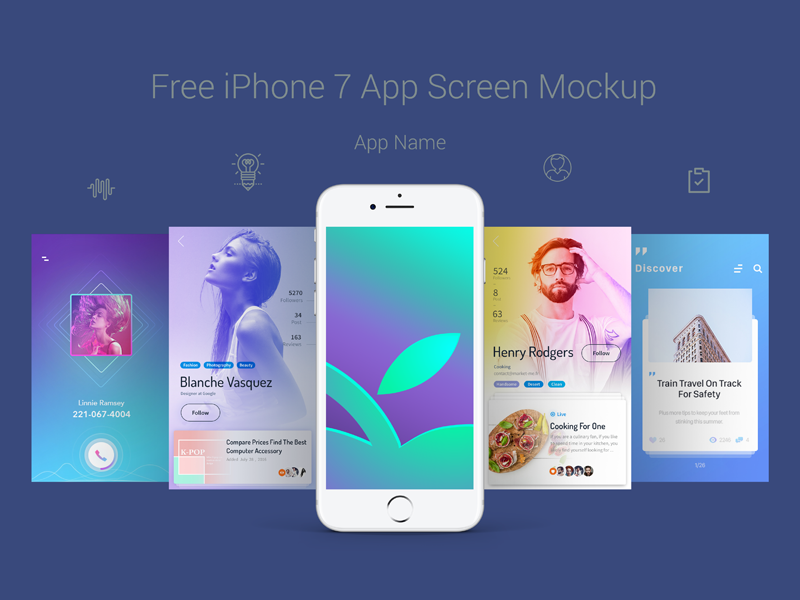 Download Free Premium iPhone 7 App Screen Mockup PSD by Zee Que ...