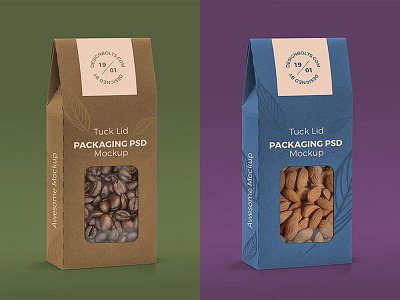 Tuck Lid Window Box Packaging Mockup PSD