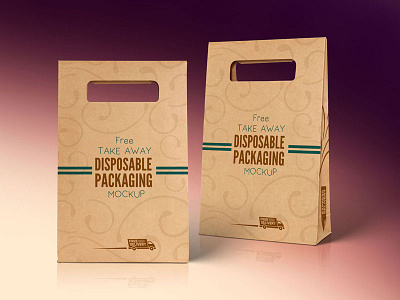 Free Kraft Paper Disposable Food Bag Packaging Mockup PSD bag mockup food mockup food packaging mockup free mockup mockup mockup psd packaging psd