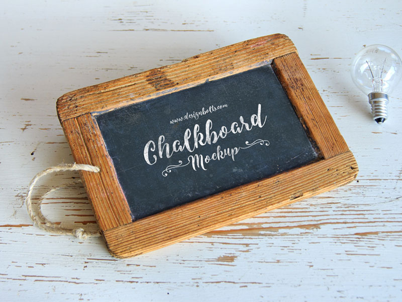 Free Wooden Frame Chalkboard Mockup PSD For Lettering by
