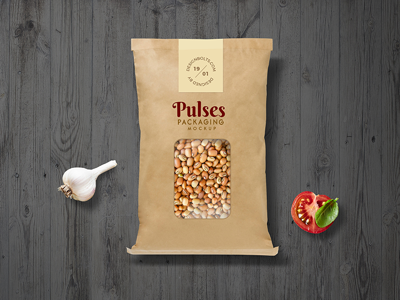 Download Free Pulses Kraft Paper Pouch Packaging Mockup Psd By Zee Que Designbolts On Dribbble