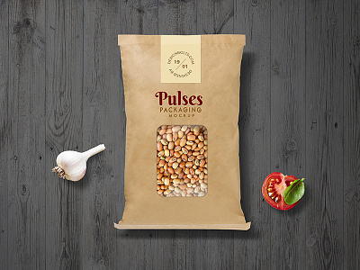 Free Pulses Kraft Paper Pouch Packaging Mockup PSD download free mockup freebie mockup packaging mockup pouch mockup psd mockup