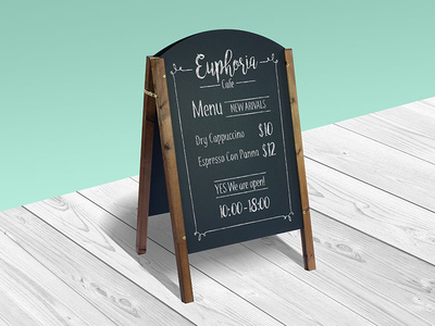 Free A-Frame Chalkboard Mockup PSD