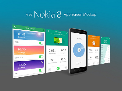 Free Nokia 8 Andriod Smartphone App Screen Mockup Psd