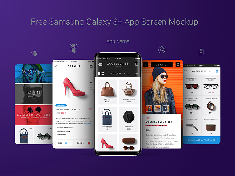 Download Free Samsung Galaxy S8 Plus App Screen Mockup PSD by Zee ... PSD Mockup Templates