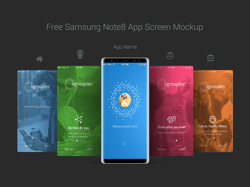 Download Free Samsung Galaxy Note8 App Screen Mockup PSD by Zee Que ...