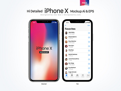 Free Apple iPhone X Mockup Ai & EPS